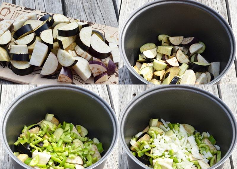 preparar verduras y poner en una olla de cocción lenta