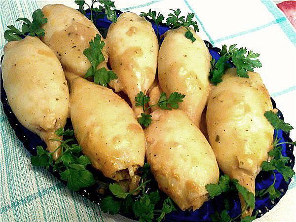 calamares rellenos de champiñones