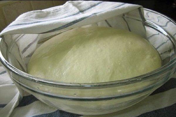amasar masa de levadura para pan de trigo
