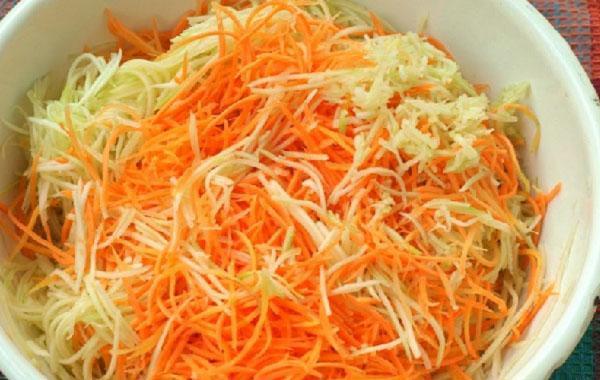 râper la courge et les carottes