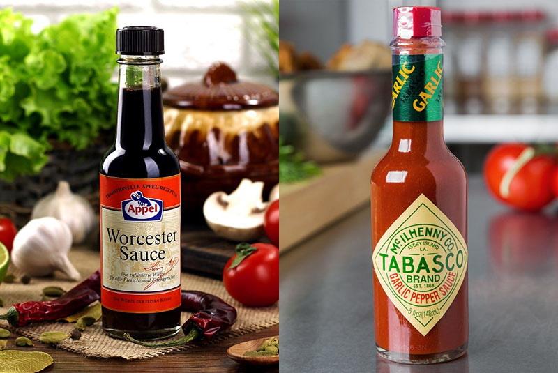 Salsa Worcestershire y tabasco