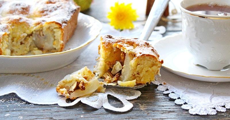 receta de pastel de pera y nueces