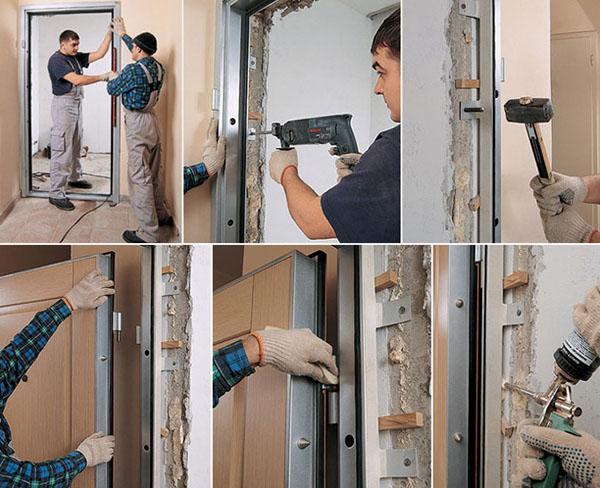 pose d'une porte en béton cellulaire