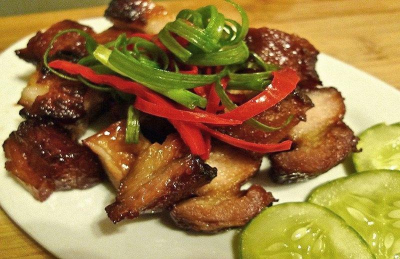 brochette de porc dans la manche
