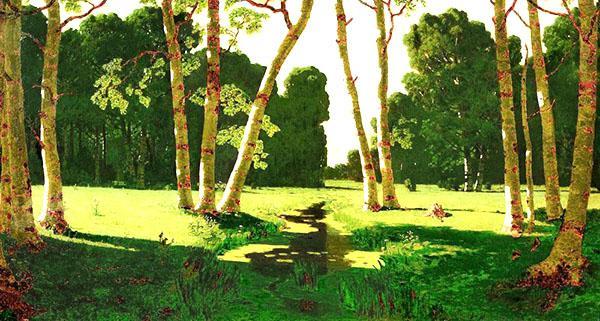 pintura de A. Kuindzhi Birch Grove