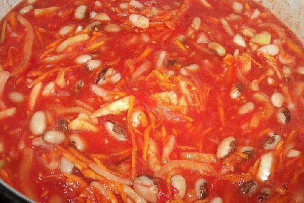 cocine la ensalada hasta que los frijoles estén cocidos