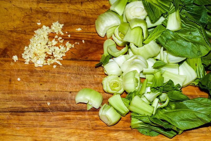 pak choy rebanado de repollo chino