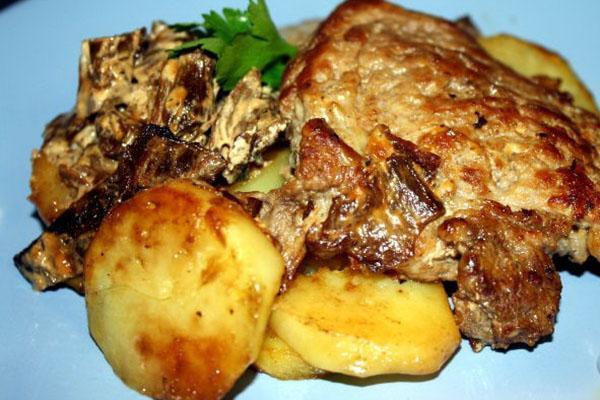 ternera al horno con champiñón
