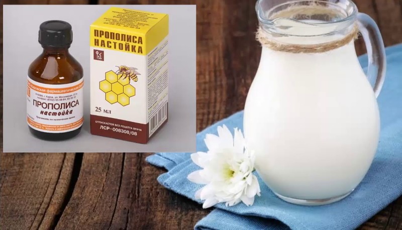 lait avec teinture alcoolique de propolis