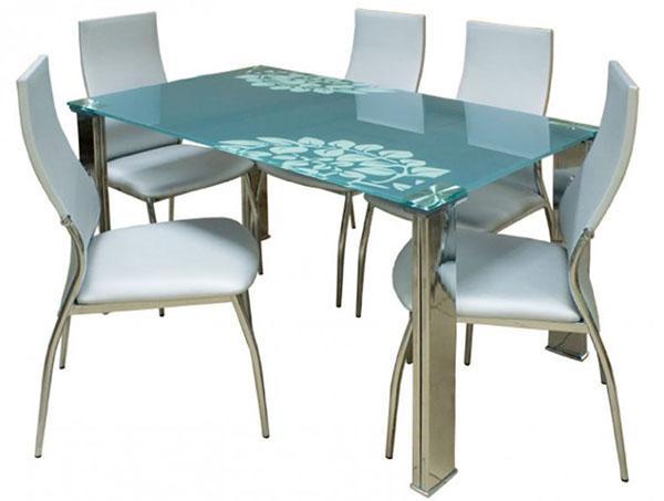 mesa de cristal azul