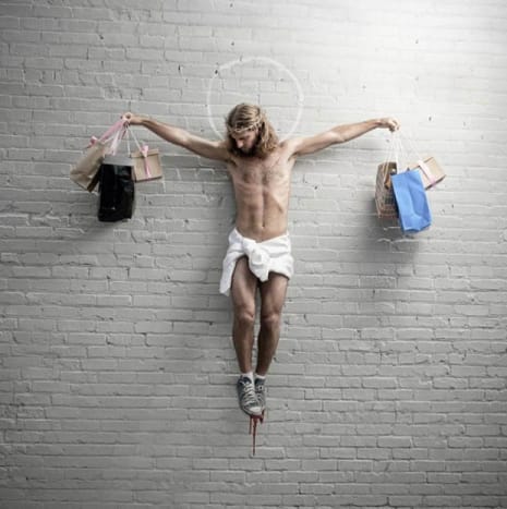 Plastik Jesus Einkaufen Christus