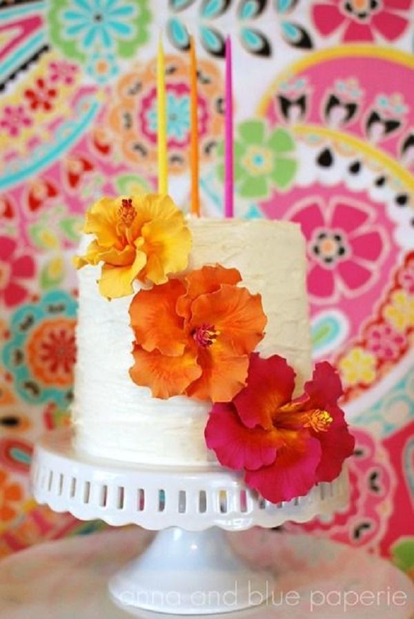 Letní narozeninová párty pro dívky_Květinový dort