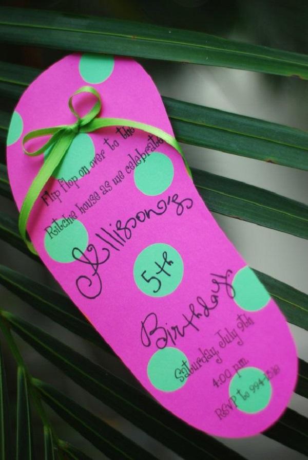 Sommer-Geburtstagsfeier für Girls_DIY Flipflop-Einladung