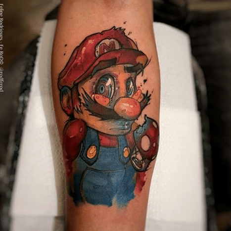 Diese Pilze werden dich durcheinander bringen, Mario! Tattoo von Felipe Rodrigues