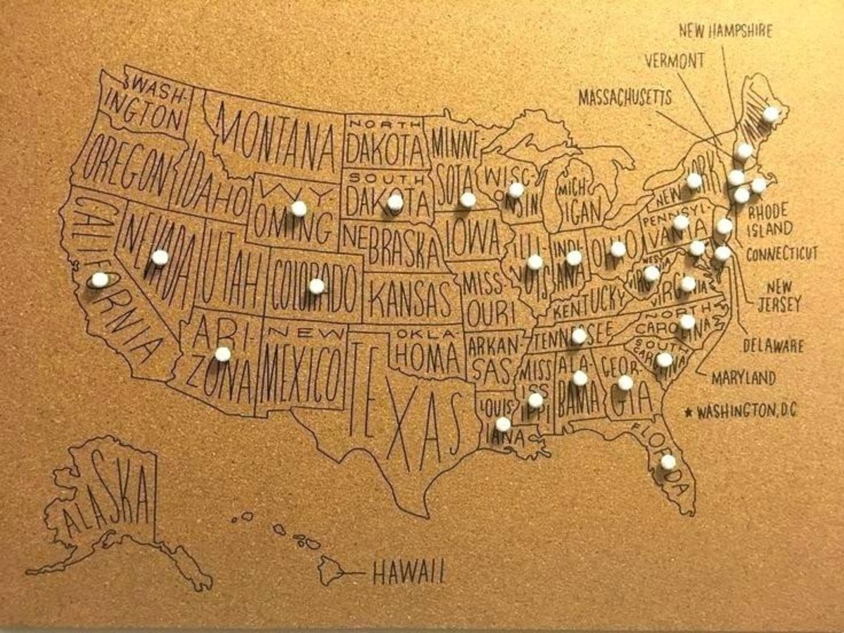 Push Pin Us Map Push Pin Us Map Super lustige Art, Ihre Reisen zu dokumentieren Eine Korktafel