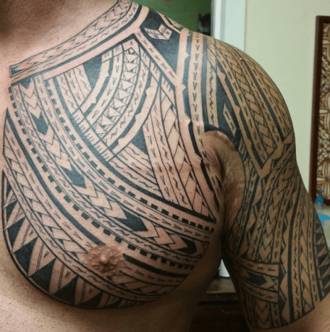 Polynesian Tattoo Chest and Arm