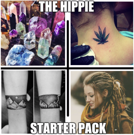 Wenn sie nach Patchouli und/oder Marihuana riecht, ist sie definitiv ein Hippie. Dieses Mädchen liebt Tattoos, die ihre Verbundenheit mit der Natur zeigen und nimmt ihre Spiritualität sehr ernst. Sie hat wahrscheinlich eine umfangreiche Kristallsammlung und wird fragen, ob deine Tätowierfarbe organisch ist. Wenn dieses Mädchen nicht im Tattoo-Shop ist, ist sie auf Wanderungen, auf einem Musikfestival und beim Backen anzutreffen.