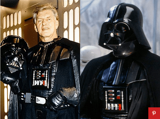 Foto via PinterestWir alle wissen, dass die Stimme von Darth Vader (1977-83) James Earl Jones ist, aber die Haut und Knochen unter diesem schwarzen Kostüm war der Bodybuilder David Prowse