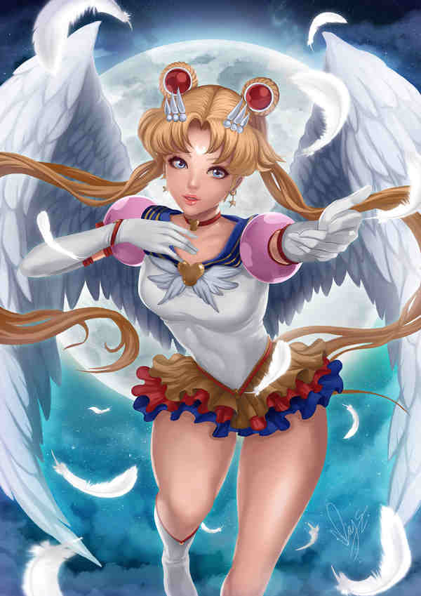 Eine spannende Sailor Moon-Kunst von magion02. Sailor Moon breitet ihre Flügel aus und lädt Sie ein, sich ihr bei ihrer Suche nach der Rettung des Sonnensystems anzuschließen.