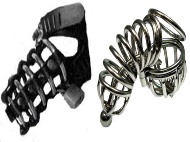 Foto via pinterestIm Gegensatz zu den anderen Geräten in dieser Liste sollte der Käfig eine Erektion nicht verhindern, sondern die Erektion unbrauchbar machen. Einem erigierten Penis, der in einem Metallkäfig gefangen ist, kann nicht viel passieren. Dieses Gerät ist bei Menschen in der heutigen BDSM-Kultur sehr beliebt.