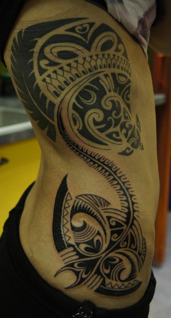 Polynesian Rib Cage Tattoo Design