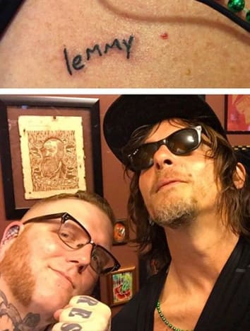 Reedus bei Abracadabra Tattoo in New Orleans mit dem Künstler Cornelius J. Breadward. Reedus'