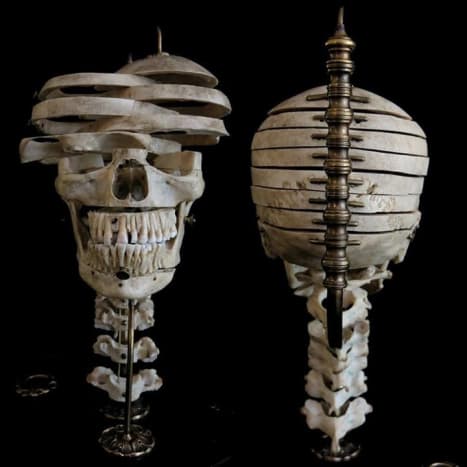 Foto via FacebookEin antiker menschlicher Schädel, der geschnitten und für die Anzeige konfiguriert wurde! Ein einzigartiges Kunstwerk von Ryan Matthew Cohn.