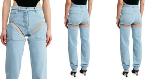 Was will uns die Modeindustrie mit diesen wilden Jeans sagen? Können sie es nicht einfach halten und aufhören zu versuchen, etwas zu ändern, das nicht kaputt ist? Lassen Sie es uns wissen, wenn Sie anderer Meinung sind und es kaum erwarten können, diese Statement-Hose in die Hände zu bekommen.