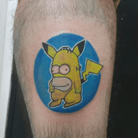 Homer Simpson Pikachu Tattoo