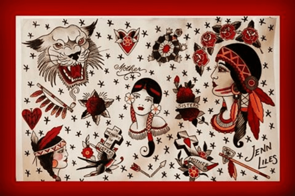 Flash-Designs von Jennifer Liles. Foto: Jennifer Liles/InstagramEs war die tragische Geschichte von Delaine Copenaces Tod, die Liles dazu inspirierte, ihre Kampagne zu starten, um auf vermisste und ermordete indigene Frauen in Kanada aufmerksam zu machen. „[Ich dachte an] mich selbst, meine Freunde, Kinder, mit denen ich zur Schule gegangen bin“, sagte Liles Metro News, „das Bewusstsein überkam mich – diese Scheiße passiert überall, sogar in Ihrer kleinen, winzigen Heimatstadt. Es passiert überall.“ Nachdem sie Copenaces Mutter um ihren Segen gebeten hatte, erstellte Liles mehrere Seiten mit Tattoo-Designs, darunter schwarze und graue Fine-Line-Designs und Designs, die die Ikonographie von Haida und Northern Ontario beinhalten. Kunden können eines dieser Designs wählen oder ihr eigenes mitbringen – für Liles spielt es keine Rolle, welches Tattoo sie wählen, solange sie möchten, dass ihr Geld für wohltätige Zwecke verwendet wird.