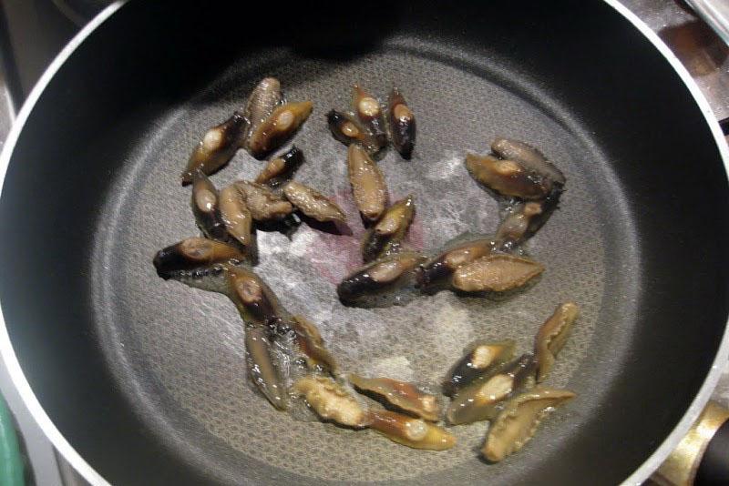freír la carne de los caracoles