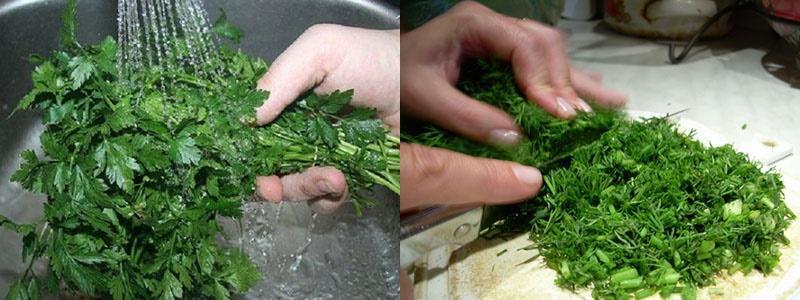 preparación de verduras