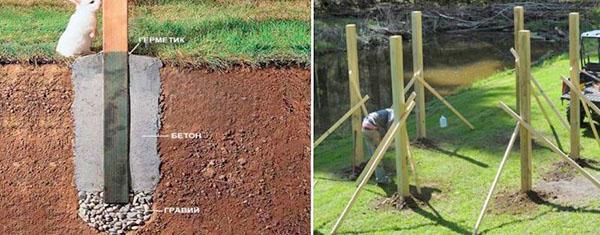 instalación de pilares de soporte