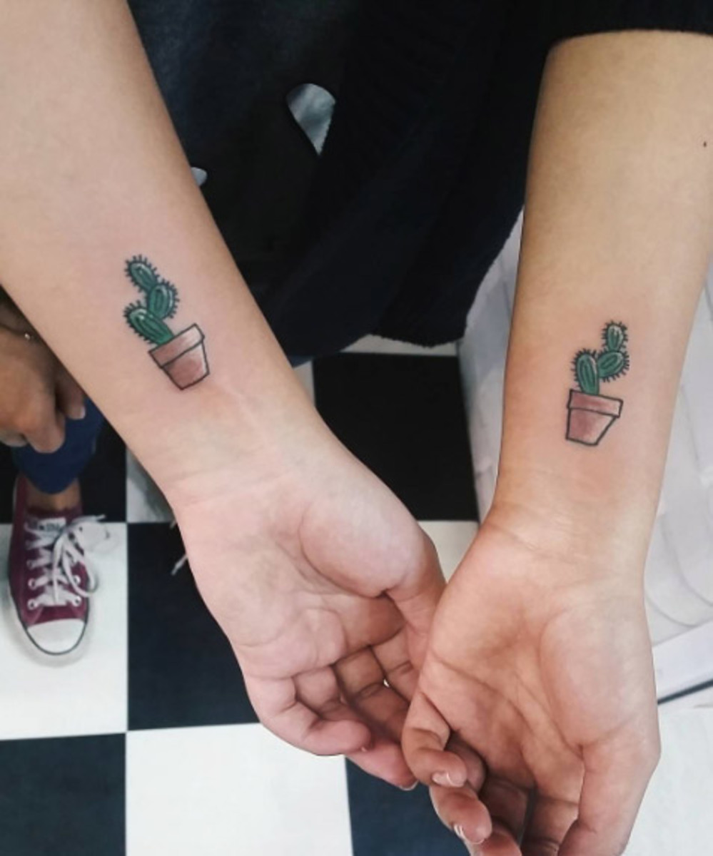 Small-Cactus-With-Pot-Tattoos-On-Wrists-By-Custom-Grey