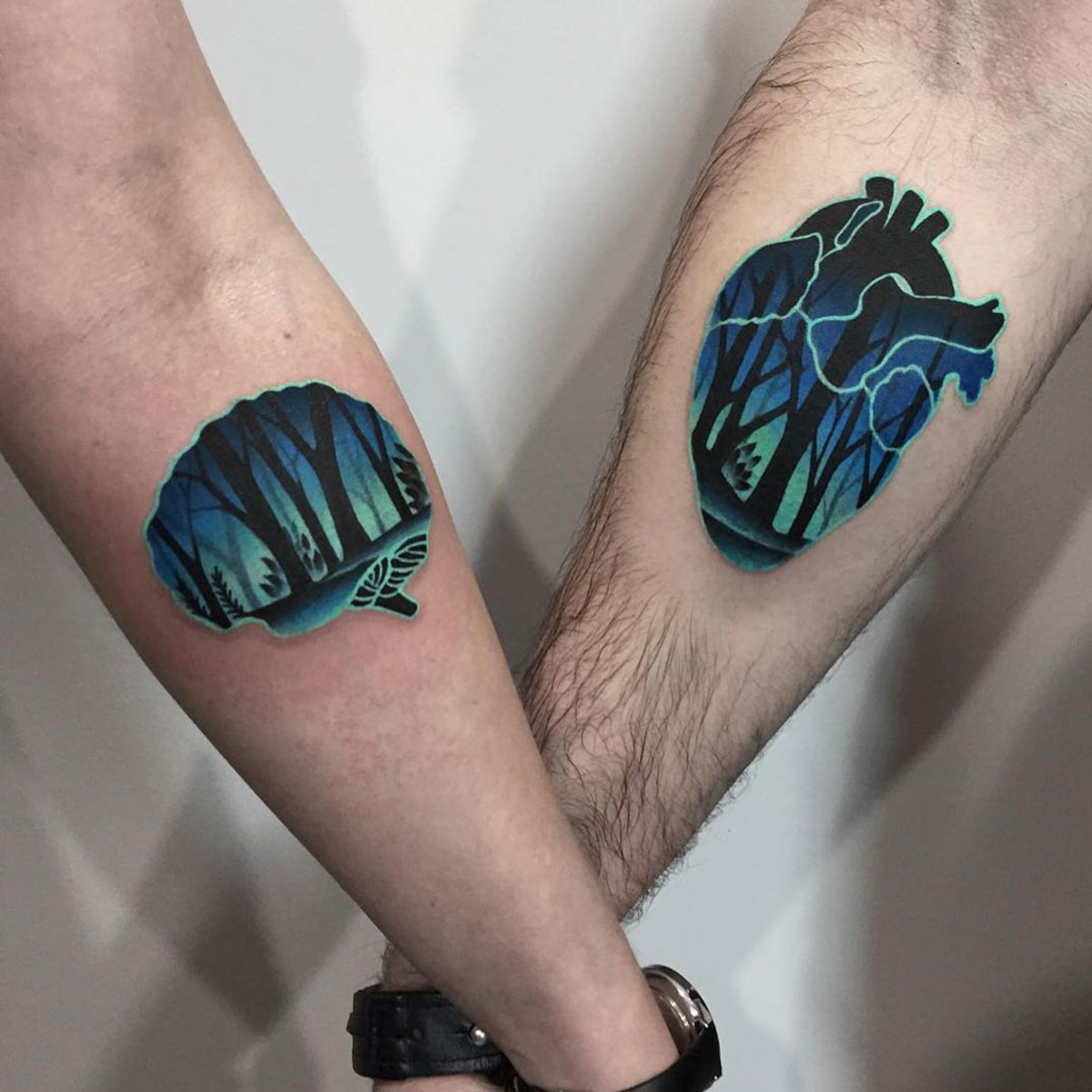 Herz-und-Gehirn-Paare-Tattoos