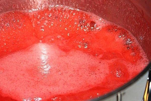 faire bouillir la purée de fraise avec de la gélatine
