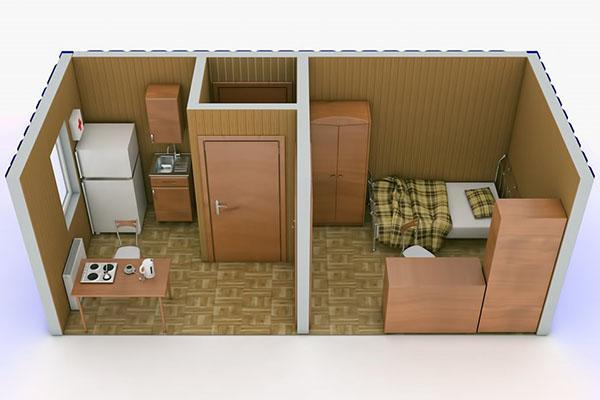 dormitorio y cocina