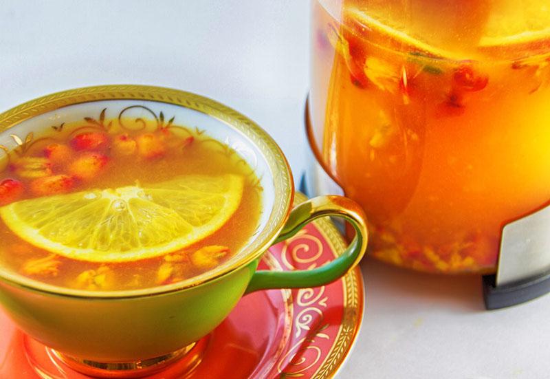 receta de té de espino amarillo con naranjas