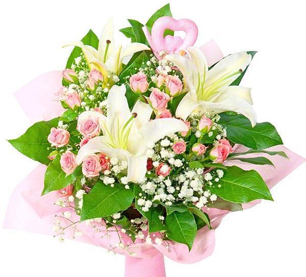 bouquet de lys et de roses