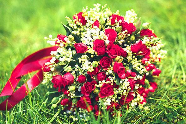 roses rouges à la lavande