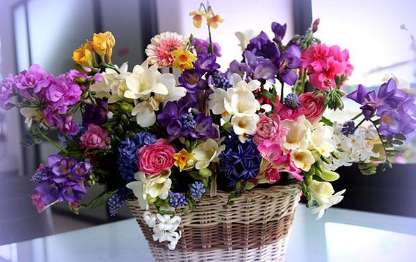 composition de fleurs à la maison