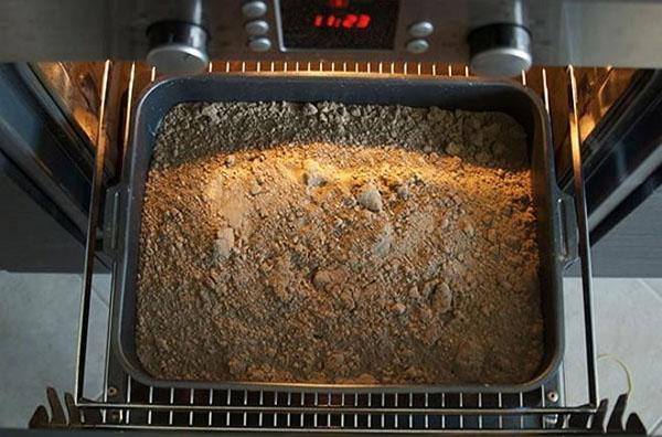 asar la tierra en el horno