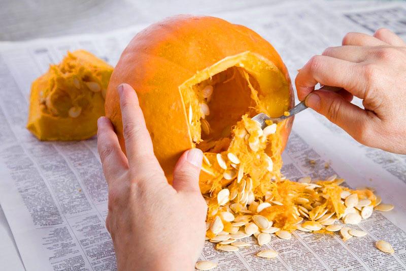 quitar las semillas de calabaza