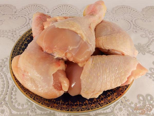 couper le poulet en portions