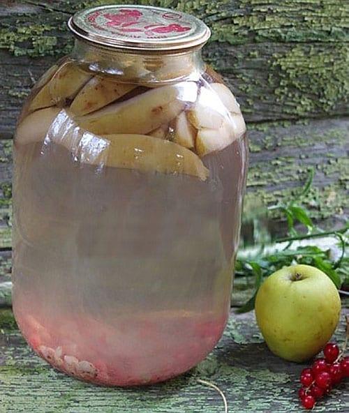 compota de manzana y grosellas rojas