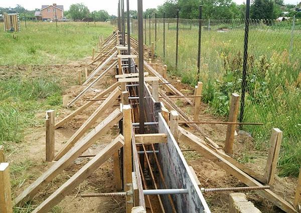 construcción de cimientos de valla