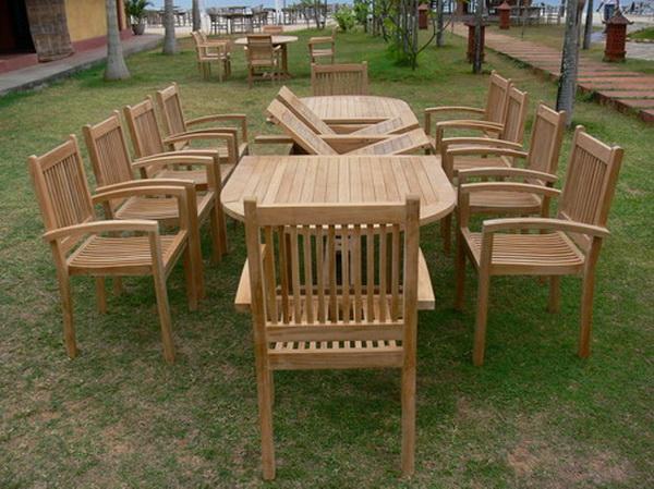 ensemble de salle à manger de jardin en teck