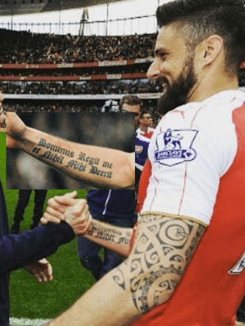 Olivier Giroud Giroud má na pažích trochu kmenového inkoustu, což vyžaduje, aby jeho hypotetický proces odstranění trval dva roky, 17 zasedání a čtyři a půl hodiny. Vydělává více než 4,6 milionu dolarů ročně, takže jsme si jisti, že 3 899,88 $ nepoškodí jeho bankovní účet. Giroud je útočníkem francouzského národního týmu (č. 9) a Arsenalu F.C. (#12).