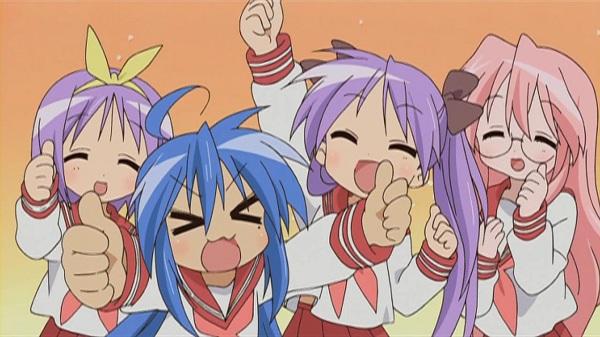 Konata Izumi, Kagami Hiiragi, Tsukasa Hiiragi und Miyuki Takara (Lucky Star)