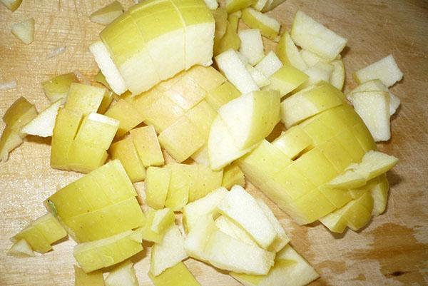 cortar manzanas en cubos